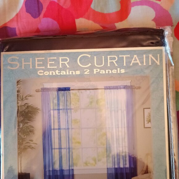 Sheer Curtain 2 Panels, 60 x 84, Purple, New In Package - Picture 2 of 5